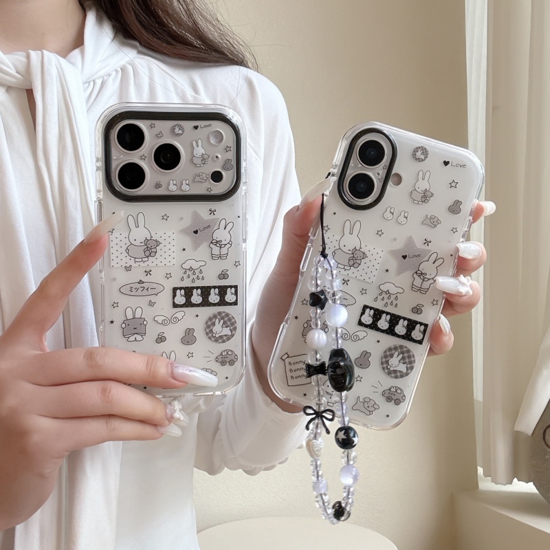 Cute Cartoon Wrist Strap Silicone Case - Cute Cartoon Star Miffy Polka Dots